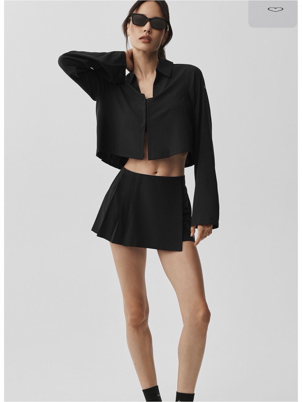 Cropped Unmatched Long Sleeve Shirt with Pleated Design